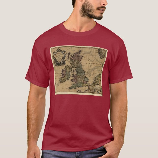 Camiseta Islas Britanniques, de Les mapa 1700's (Anverso)