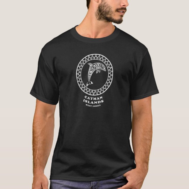 Camiseta Islas Caimán Delfín Tribal de las Antillas (Anverso)
