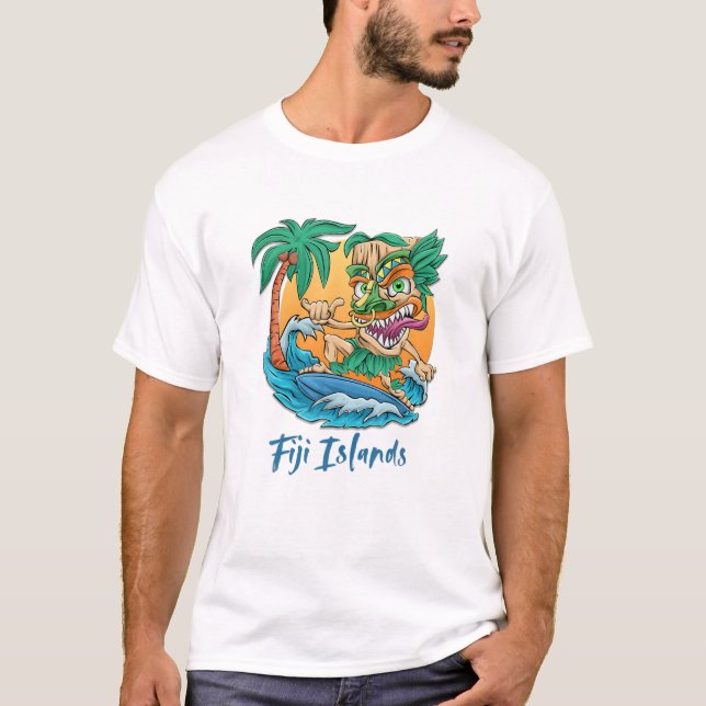 Camiseta Islas Fiyi Vacaciones Surfing Trip Palm Tree (Anverso)