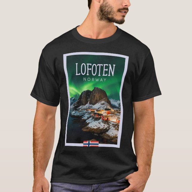 Camiseta Islas Lofoten Noruega - Aurora nocturna (Anverso)