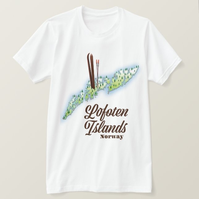Camiseta Islas Lofoten, poster de esquí de Noruega. (Anverso del diseño)