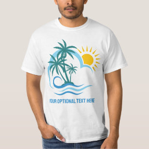 Camiseta Islas tropicales de texto y nombre personalizados