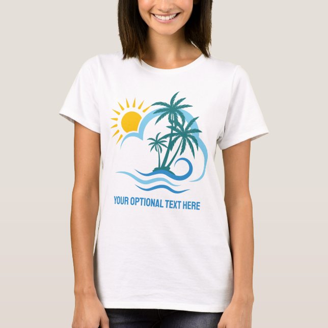 Camiseta Islas tropicales de texto y nombre personalizados (Anverso)