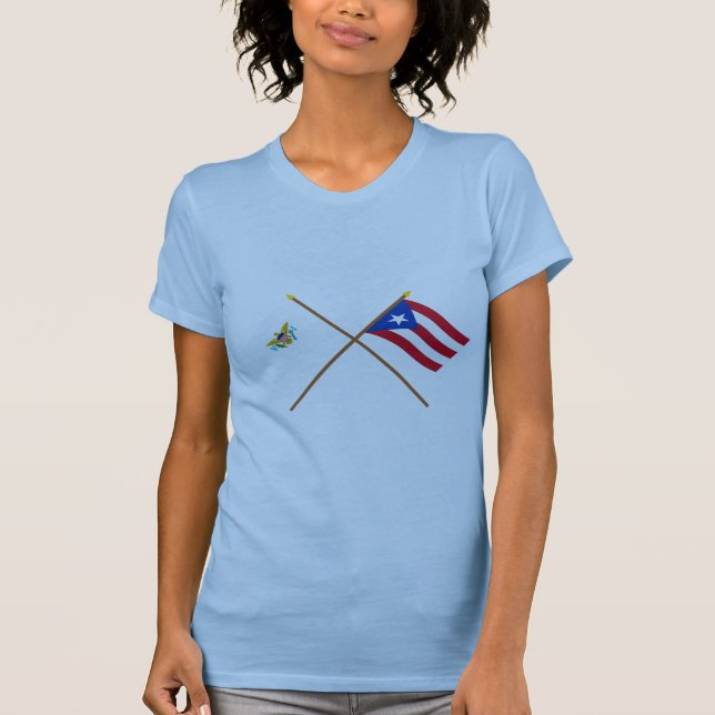 Camiseta Islas Vírgenes de los E.E.U.U. y banderas cruzadas (Anverso)