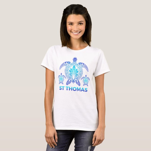 Camiseta Islas Vírgenes de Santo Tomás Souvenirs de tortuga (Anverso completo)