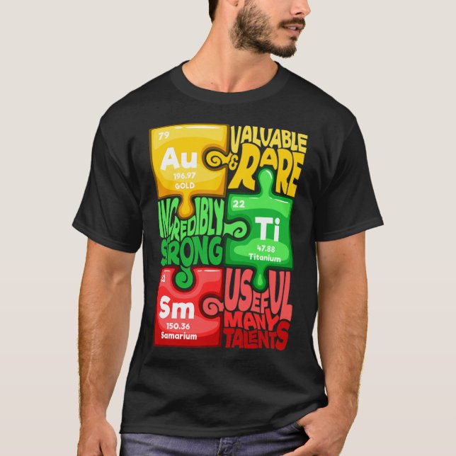 Camiseta Ism Puzzle Chemistry Time Table Elements Autism Aw (Anverso)