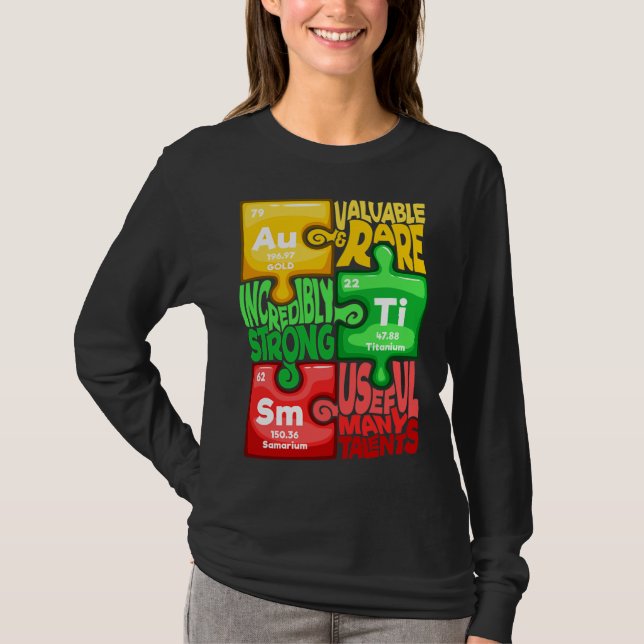 Camiseta Ism Puzzle Chemistry Time Table Elements Autism Aw (Anverso)
