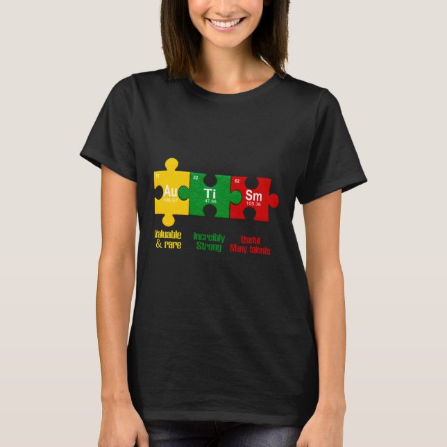Camiseta Ism Puzzle Chemistry Time Table Elements Autism Aw (Anverso)