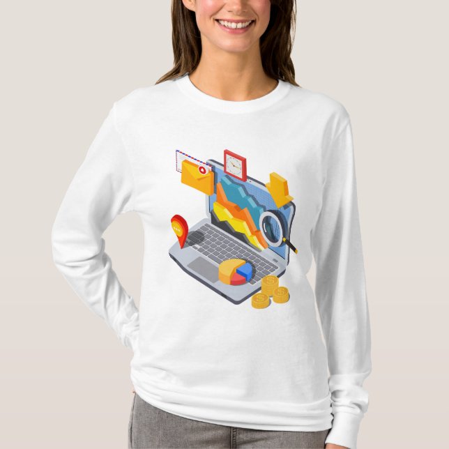Camiseta Isometric Business Data Analytics Laptop (Anverso)