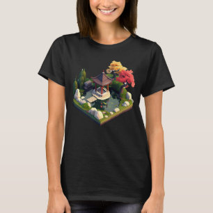 Camiseta Isométrica del Jardín Santuario Autumn japonés 32 