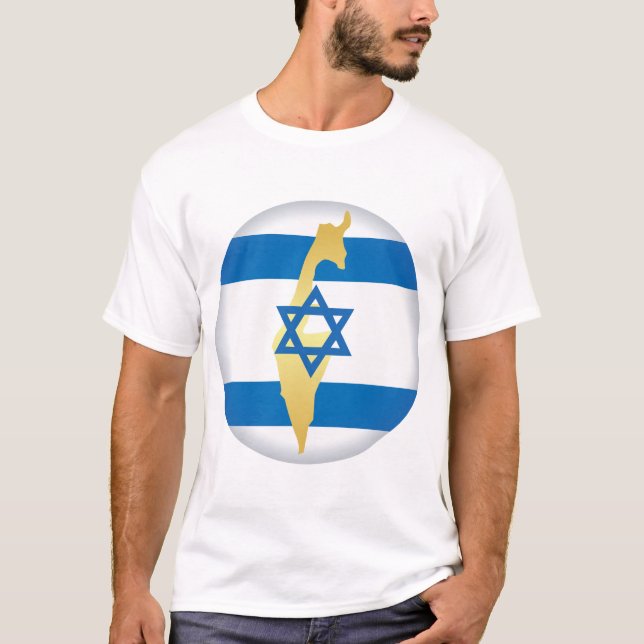 Camiseta Israel Flag and Map Blue Star of David Emblem (Anverso)