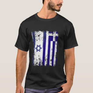 Camiseta Israel Grecia Media Bandera Israelí Griega Bandera