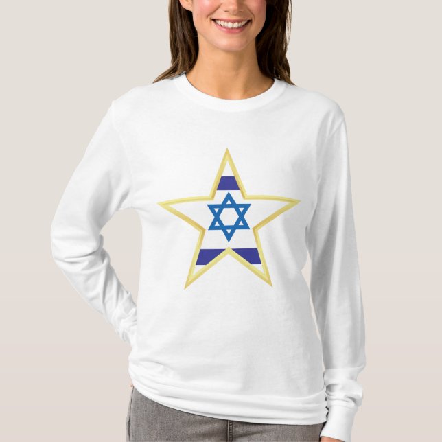 Camiseta Israeli Flag Star of David Gold Trimmed (Anverso)