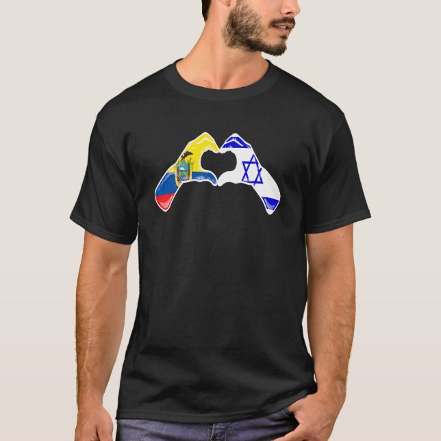 Camiseta Isreal Ecuador Flag Isreali Ecuadorian Heart (Anverso)