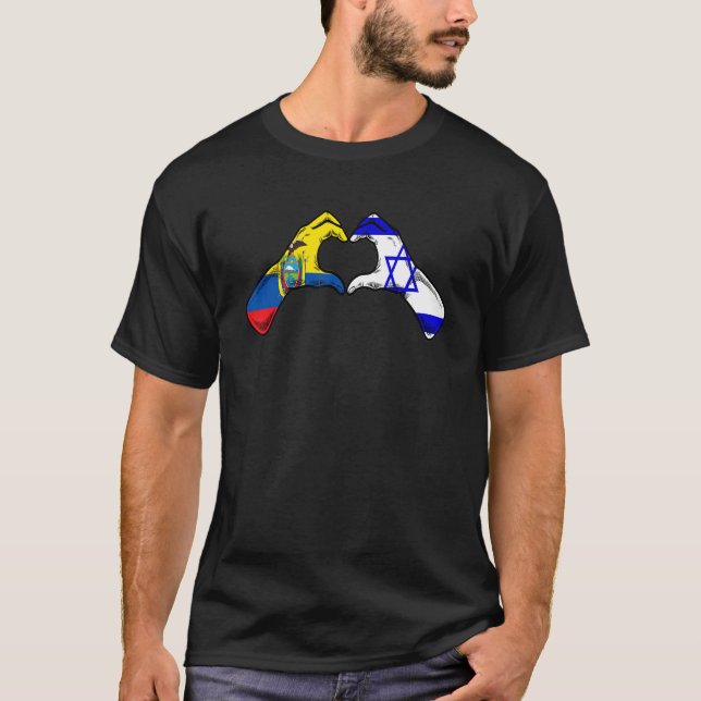 Camiseta Isreal Ecuador Flag Isreali Ecuadorian Heart_1 (Anverso)