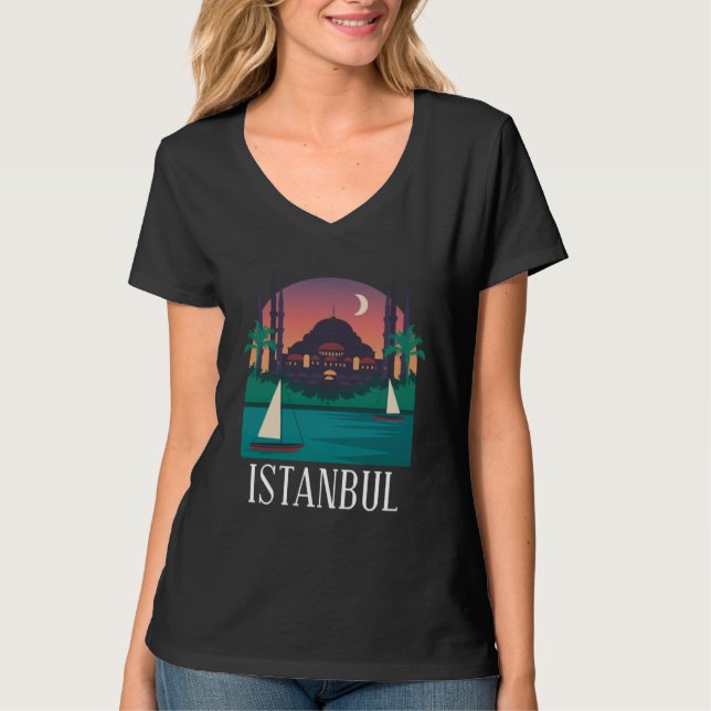 Camiseta Istanbul Turkey City Skyline Silhouette Outline Sk (Anverso)