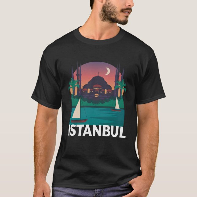 Camiseta Istanbul Turkey City Skyline Silhouette Outline Sk (Anverso)