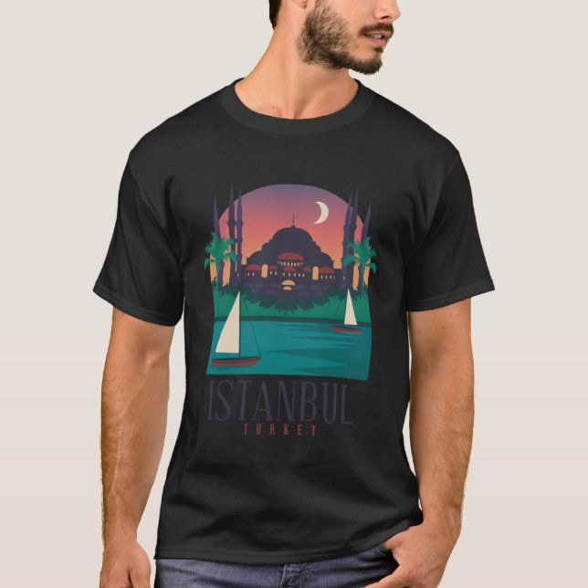 Camiseta Istanbul Turkey City Skyline Silhouette Outline Sk (Anverso)