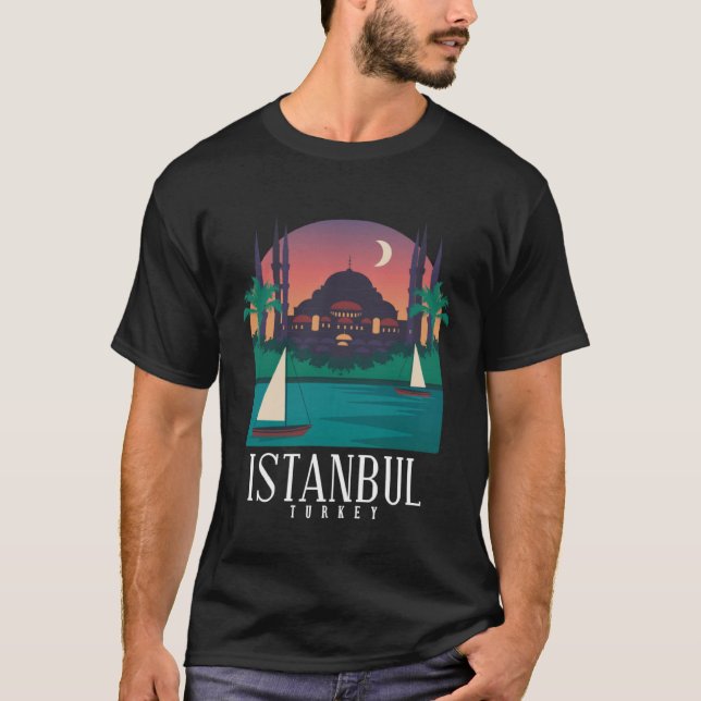 Camiseta Istanbul Turkey City Skyline Silhouette Outline Sk (Anverso)