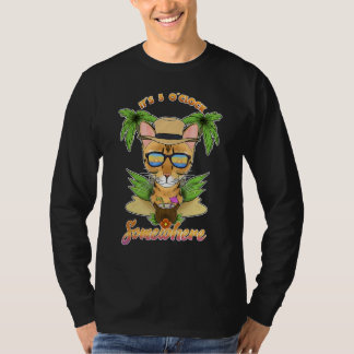 Camiseta It Is 5 O´Clock Somewhere Drinking Bengal Cat