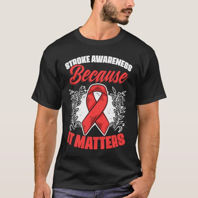 Camiseta It Matters Stroke Survivor Red Ribbon Stroke Aware (Anverso)