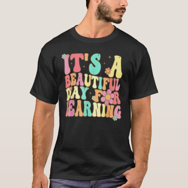 Camiseta It s Beautiful Day For Learning Retro Teacher Stud (Anverso)