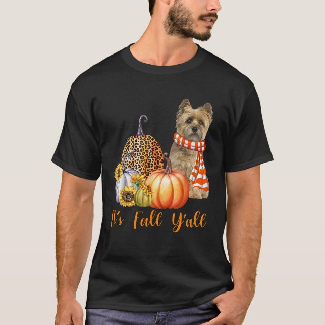 Camiseta It s Fall Y all Cairn Terrier Dog Leopard Pumpkin  (Anverso)