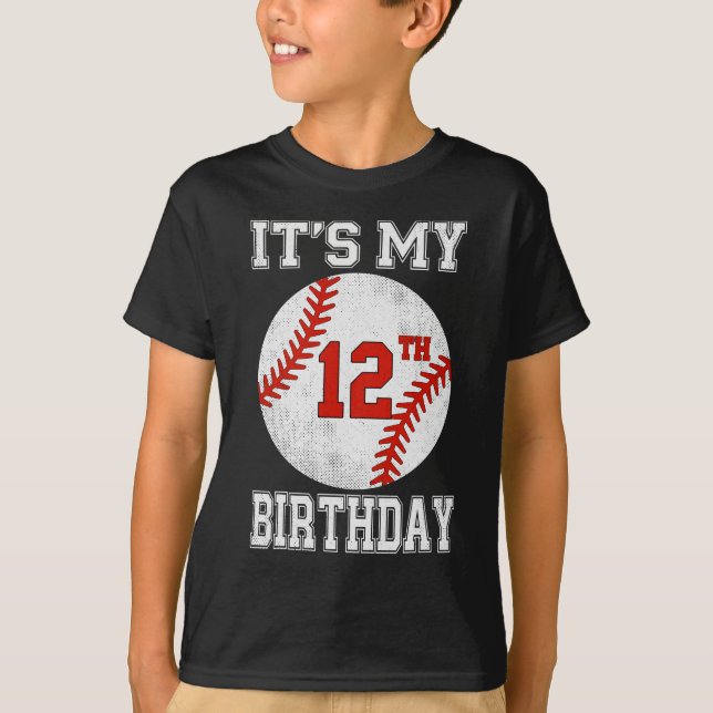 Camiseta It’s My 12th Birthday Baseball Design (Anverso)