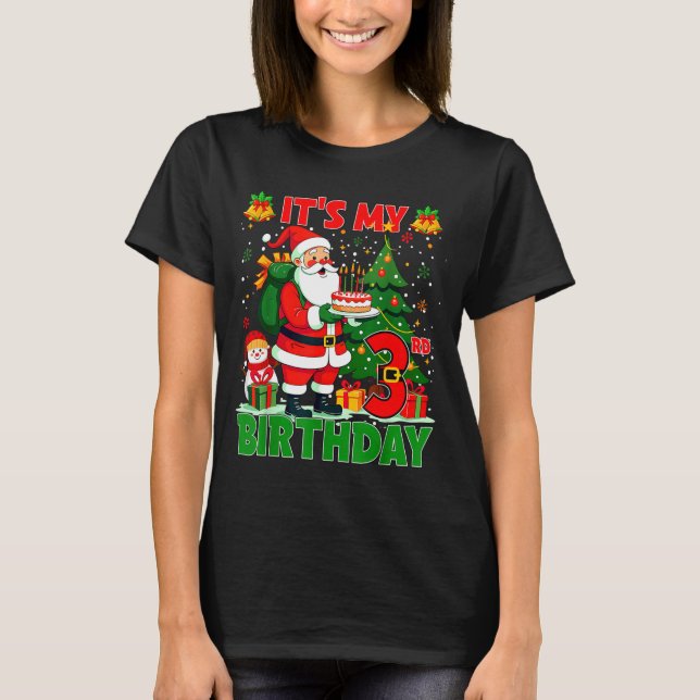 Camiseta It’s My 3rd Birthday Santa Christmas Outfit 3 Year (Anverso)