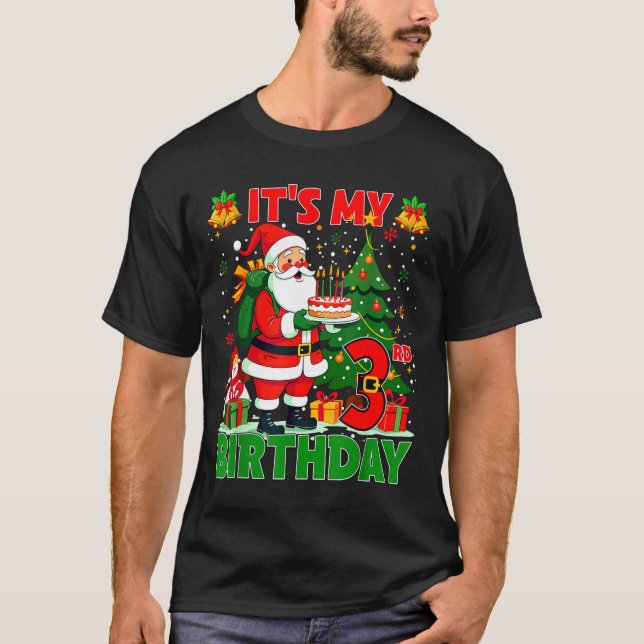 Camiseta It’s My 3rd Birthday Santa Christmas Outfit 3 Year (Anverso)