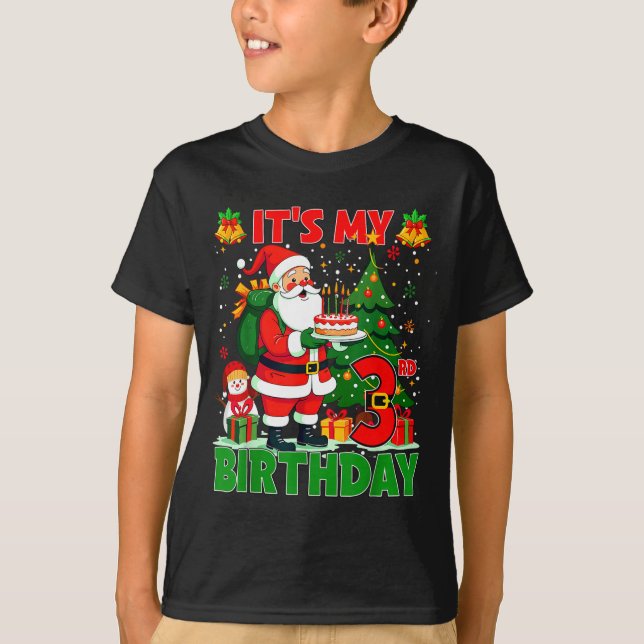 Camiseta It’s My 3rd Birthday Santa Christmas Outfit 3 Year (Anverso)