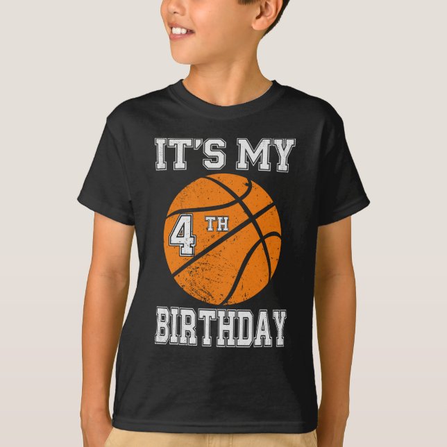 Camiseta It’s My 4th Birthday Basketball Design (Anverso)