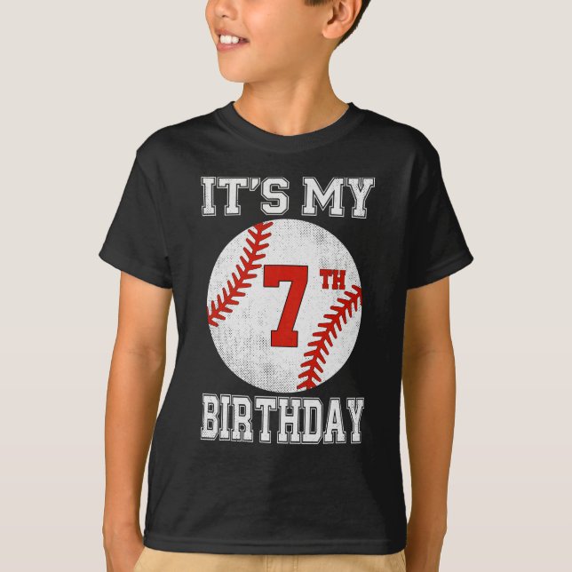 Camiseta It’s My 7th Birthday Baseball Design (Anverso)