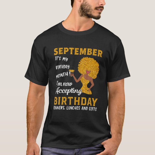 Camiseta It’S My Birthday Black Women September Virgo Libra (Anverso)