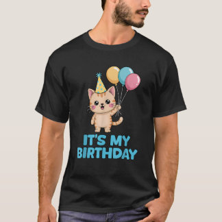 Camiseta It s My Birthday Kawaii Cat 