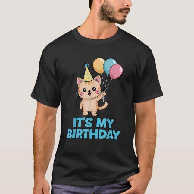 Camiseta It s My Birthday Kawaii Cat  (Anverso)