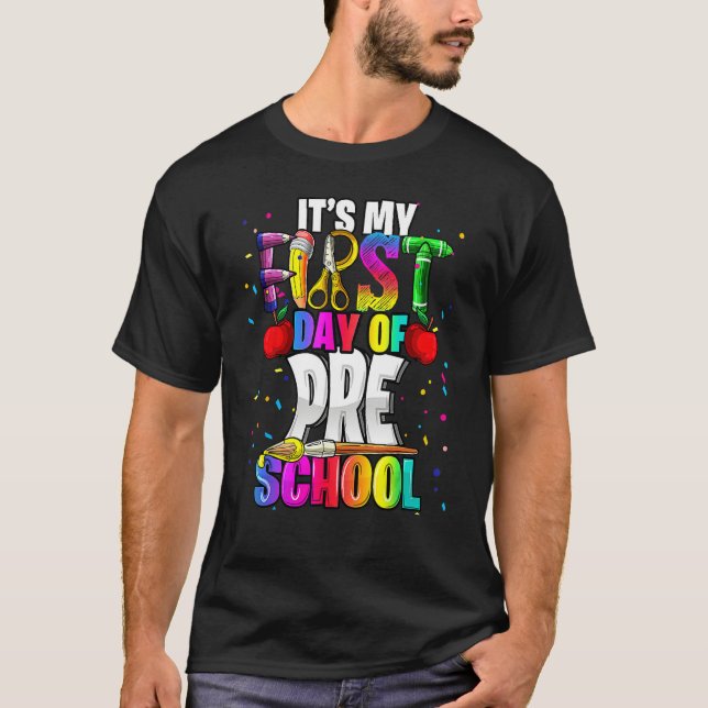 Camiseta It s My First Day Of Preschool Back To School Kit  (Anverso)
