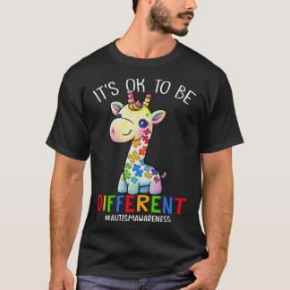Camiseta It s Ok To Be Different Adorable Giraffe Autism Aw