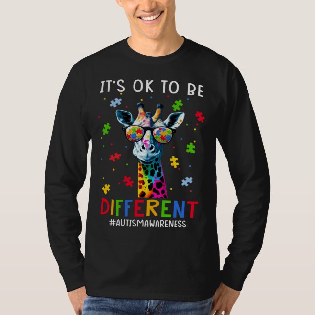 Camiseta It s Ok To Be Different Autism Awareness Giraffe (Anverso)