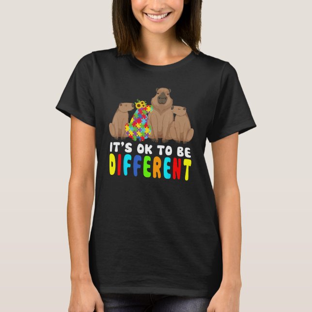 Camiseta It s Ok To Be Different Capybara Autism Awareness (Anverso)