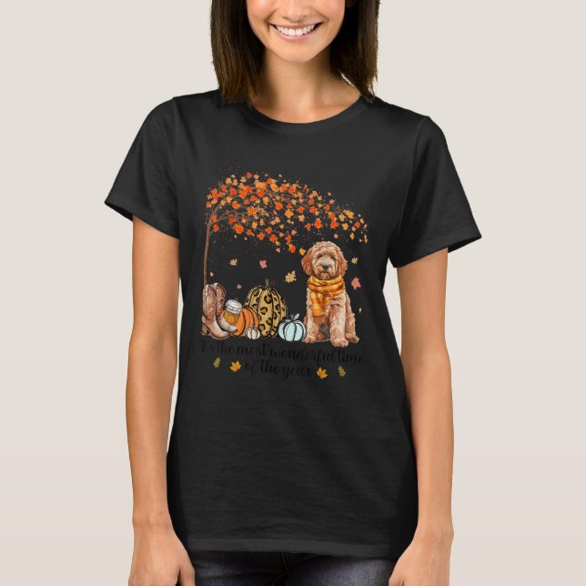Camiseta It’s The Most Wonderful Time Goldendoodle Pumpkins (Anverso)