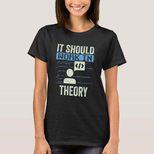 Camiseta It Should Work In Theory Coding Code Programmer Co (Anverso)