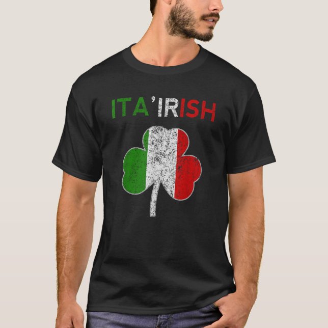 Camiseta Ita Bandera Italiana Italiana Shamrock Orgullo Irl (Anverso)