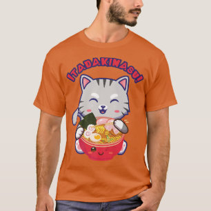 Camiseta Itadakimasu Funny Ramen Cat Comida Japonesa Kawaii