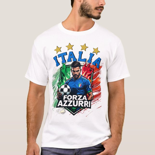 Camiseta Italia 4 Estrellas Forza Azzurri (Anverso)