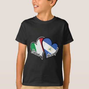 Camiseta Italia Bandera de Nicaragua Corazón mitad Italiano