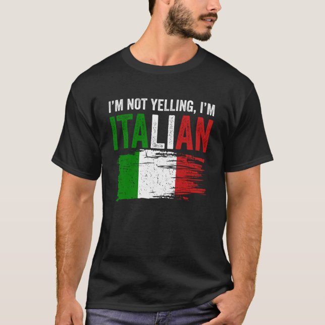 Camiseta Italia Bandera Italiano Roots Humor No estoy grita (Anverso)