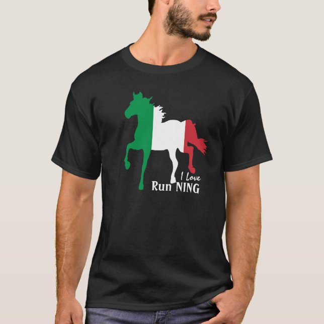 Camiseta Italia, caballo, bandera italiana y me encanta cor (Anverso)
