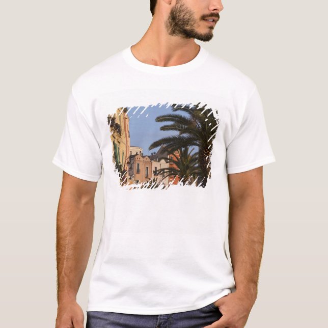 Camiseta Italia, Cerdeña, Cagliari. Edificios y palmeras (Anverso)