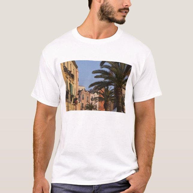 Camiseta Italia, Cerdeña, Cagliari. Edificios y palmeras (Anverso)